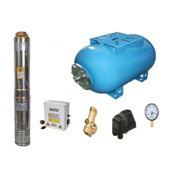 Kit complet sistem hidrofor, pompa de apa submersibila Raider RD-WP31/80, rezervor de 80 litri, presostat, racord 5 cai, manometru