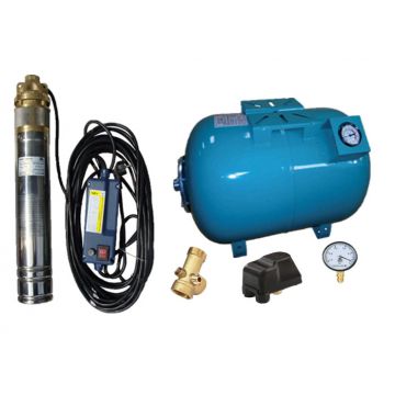 Kit complet sistem hidrofor, pompa submersibila APC SKM 100/50, rezervor 50L cu manometru, presostat, racord 5 cai, manometru