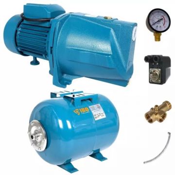 Kit Hidrofor 100L cu pompa IBO Dambat JSW100, 1.1kW, debit 75 l/min, H refulare 45m, racord 1 tol